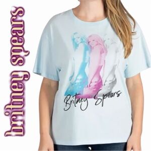 Britney Spears Women's Large Short Sleeve Light Blue Graphic Tee 100% Cotton